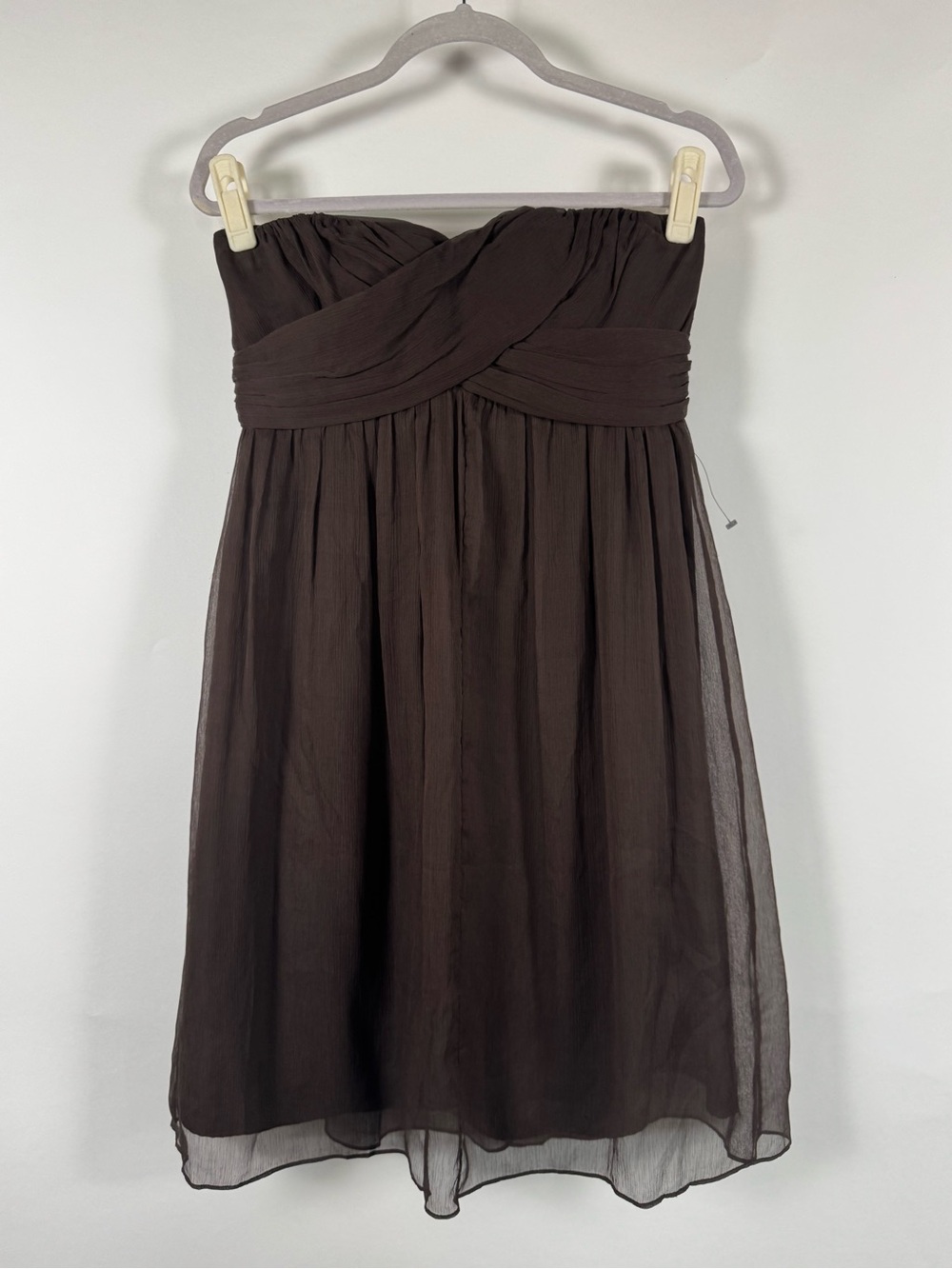 J. Crew NWT Silk Strapless Dress Brown Chiffon Babydoll Cocktail Wedding Guest 6